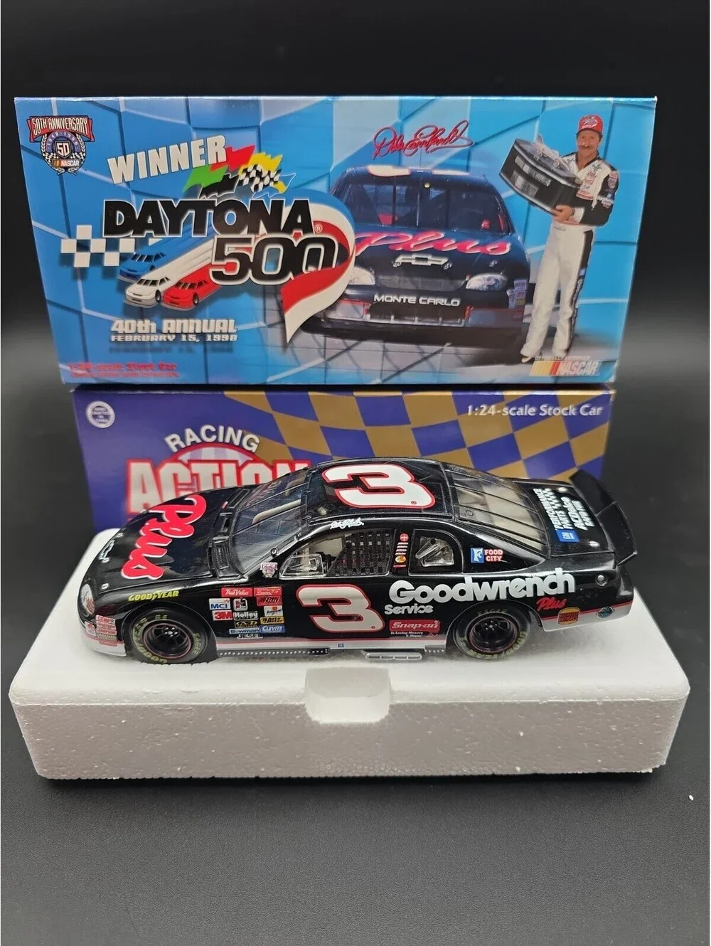 Action 1:24 Dale Earnhardt #3 Goodwrench Daytona 500 40th 1998 Monte Carlo Car